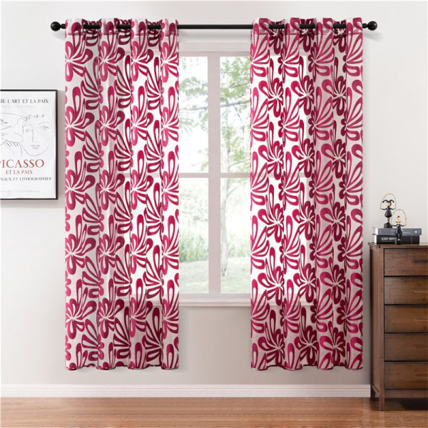 Brune Korte Geometriske Tyl Voile Gardiner til Stue Soveværelse Køkken Gardiner Skygge Vindue Voile Gardiner Stof Draperinger Brown 1 PC W400 x H270cm