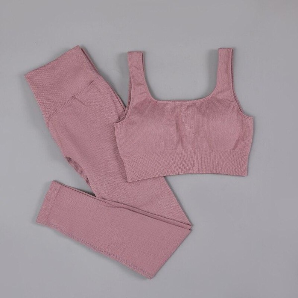 Yoga Set Träningskläder För Kvinnor Fitness Kläder Långärmad Yoga Dräkt BraPants Brown M