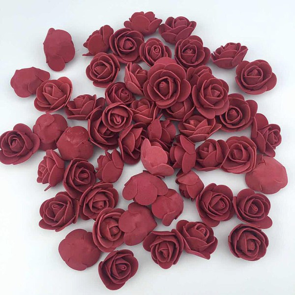50 st PE Skum Fake Rosor Huvud Konstgjorda Blommor Billig Bröllopsdekoration för Scrapbooking Presentförpackning DIY Krans Multi-Användning 14 meat pink