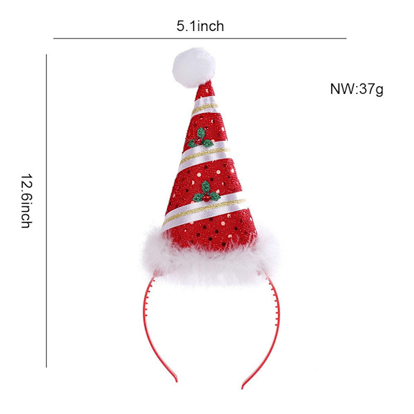 Flickor Julhårband Paljetter Hårboll Tomte Julgran Hårband Hatt Julklapp till Barn Jul MULTI
