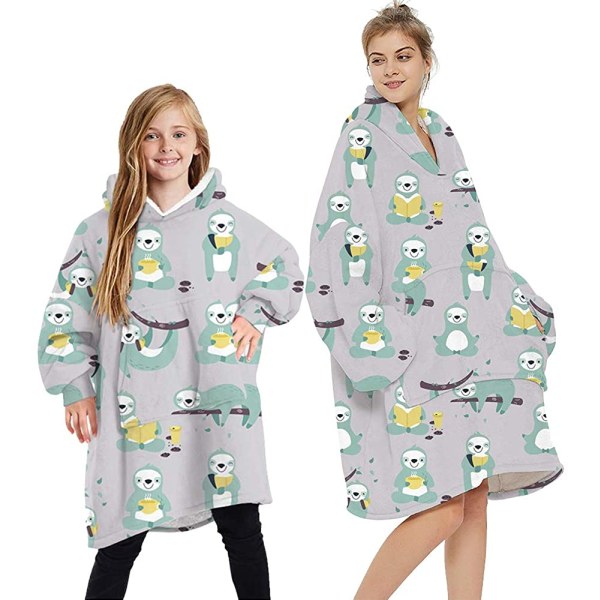 Loalirando Oversized Hoodie Filt Fluffig Fleece Filt Hoodie för Kvinnor Män Barn Bärbar Filt med Huva och Stor Ficka Grey - Cats Standard