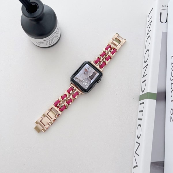 Klockarmband för Apple Watch iWatch 38/40/41mm Roséguld + Rosaröd