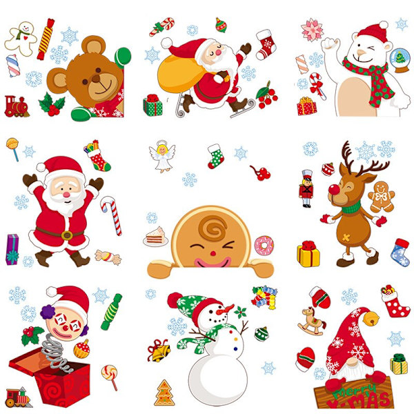 Jul Spegeldekal Jultomte Älg Snögubbe Väggdekaler Fönsterdekor God Jul Dekor För Hemmet Gott Nytt År 2023 G