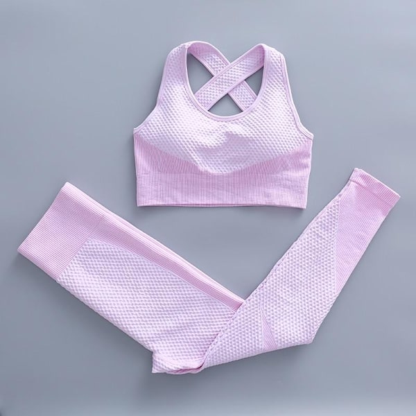 Yoga Set Träningskläder gym fitness för damer träningsdräkt bar pents purple XL