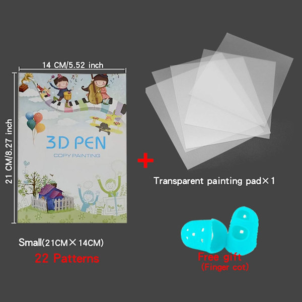 3D-utskriftspenna Ritbok Återanvändbar Färgglad 22/40 Mönster Tjockt Papper Klar Platta Målningsmall för 3D-Penna Barnpresenter Large (40 patterns)