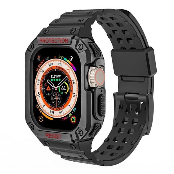 Urrem til Apple Watch iWatch 38/40/41MM Dyb Sort + Sort Ramme