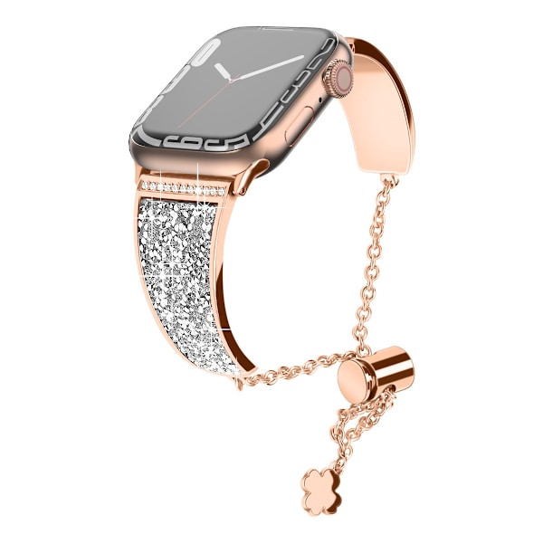 Urrem til Apple Watch iWatch 38/40/41MM Rosaguld + Sølv Diamant