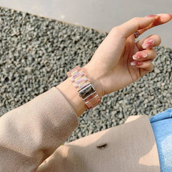 Klockarmband för Apple Watch iWatch S1-9:e generationen SE 38/40/41mm S10:e generationen 42mm transparent rosa fantasifärg