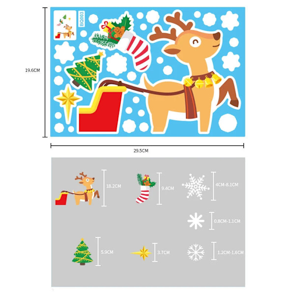 Jul Glasdekaler Heminredning Ornament Jul Snöflinga Jultomte Dörr Butiksfönster Dekal Nyår Juldekoration 13