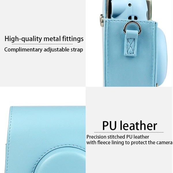 Til Fujifilm Polaroid Film Kamerataske med Skulderrem til Instax Mini 11 Kamerataske PU Læder Blød Silikone Cover Taske White