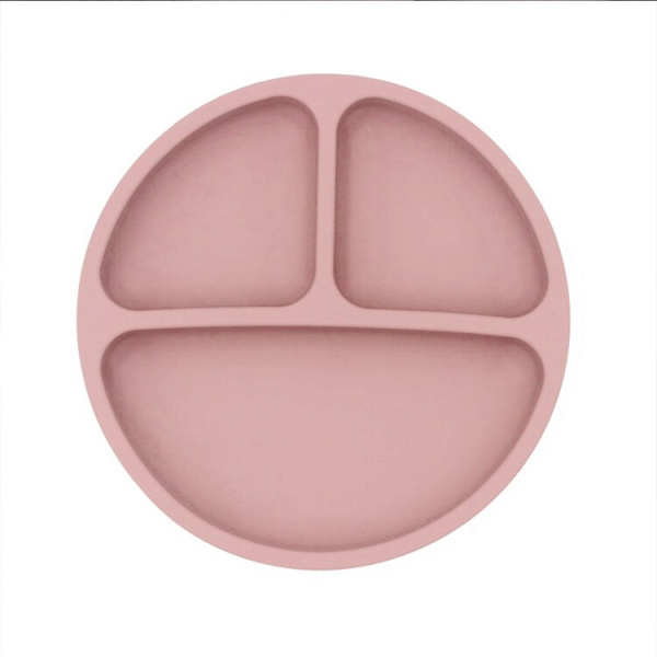 Baby Sikker Silikone Spiseplade Solid Sød Tegneserie Børnetallerkener Sugekop Småbørn Træningsservice Børn Madskåle Pink