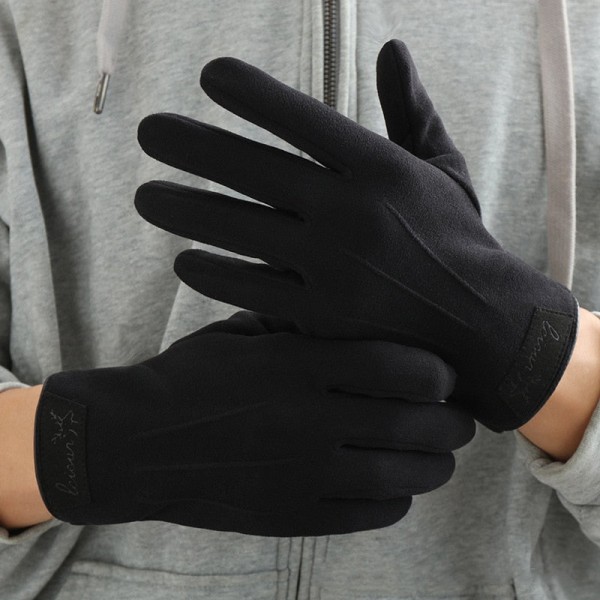 Herr Höst Vinter Mocka Plus Sammet Håll Värmen Pekskärm Utomhus Sport Handskar Mode Solid Elasticitet Kör Cykling 03 One Size