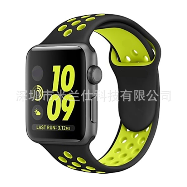 Kellon ranneke Apple Watch iWatch 44/42/45/46/49mm pidennetty koko ML koodi 1 musta fluoresoivalla keltaisella
