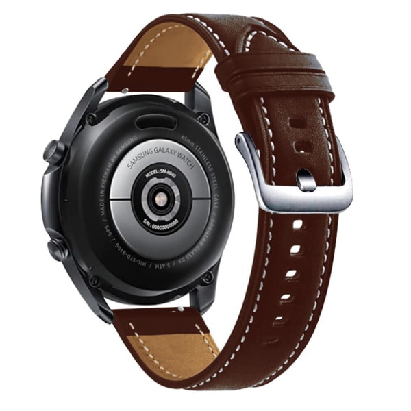 För Samsung Galaxy Watch 3 45mm Armband Äkta Läder Band 22mm Watch Armband Klockarmband Armband För Galaxy Watch 46mm Black-Silver 22mm