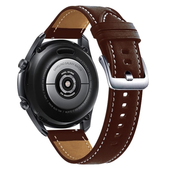 För Samsung Galaxy Watch 3 45mm Armband Äkta Läderband 22mm Klockarmband Armband Klockarmband Armband För Galaxy Watch 46mm Brown-Black 22mm
