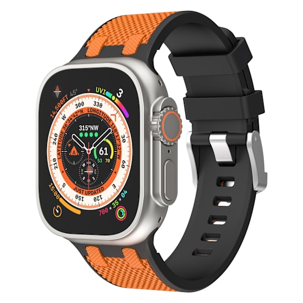 Klockarmband för Apple Watch iWatch 42/44/45/49mm svart+orange