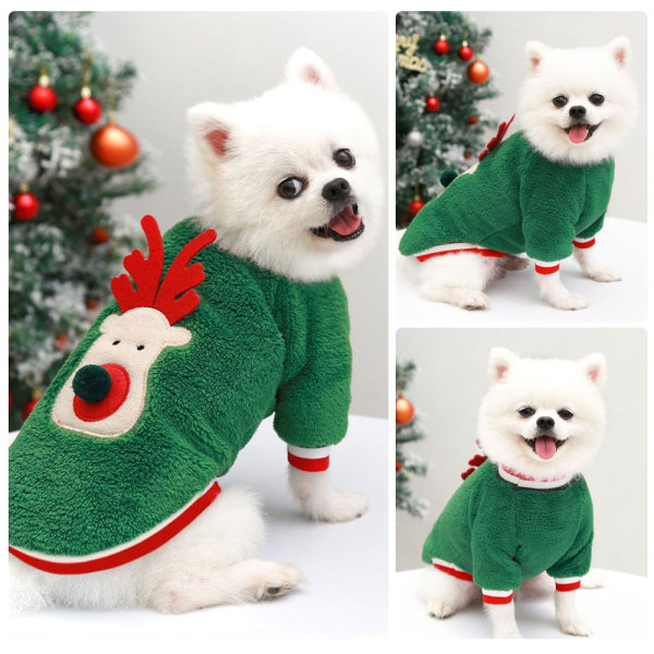Hundar Julkläder Vinter Varm Mjuk Fleece Hundtröja Husdjurskläder för Små Hundar Valp Katt Chihuahua Costume Coat XS-XXL