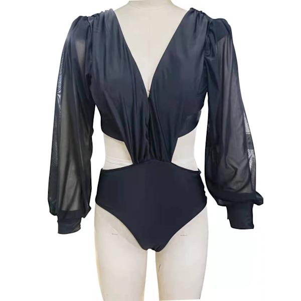 Trykket Langermet Bikini Sexy Hel Badedrakt Dame Pluss Størrelse Badetøy Orange Red L