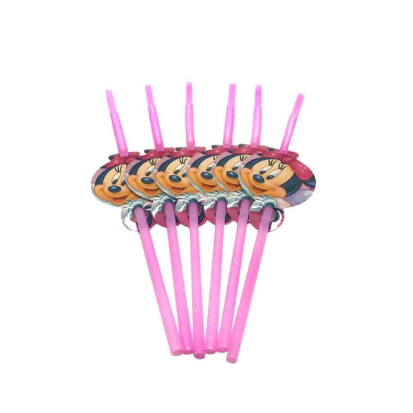 Minnie Mus Engangsservise Sett Barnebursdag Festutstyr Papptallerkener Kopp Serviett Flagg Jente Rosa Bryllupskake Dekor Cap