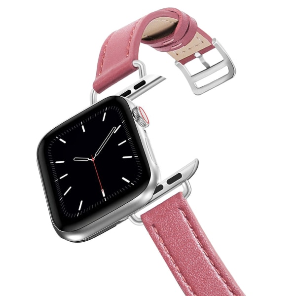 Real Leather Loop Armband Bältesband för Apple Watch SE 7654 42MM 38MM 44MM 40MM Strap on Smart iWatch 3 Watchband 45mm 9 Slim Rose 42mm