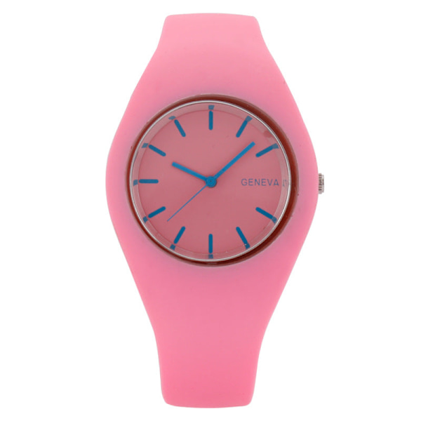 Fashion Fashion Candy Koreansk Quartz Klocka Silikonarmband Damklocka Pink