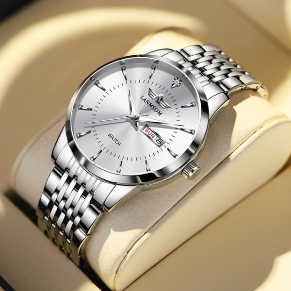 Watch High-End Autentisk Automatisk Icke-Mekanisk Watch Stålbälte Quartz Watch silver edge