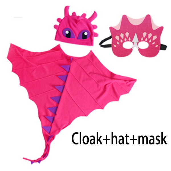 Drakkappa med Hatt Tandlösa Draken Kostym Kappa Cosplay Party Halloween Julkostymer Karneval Dinosauriekappa Blue One Size