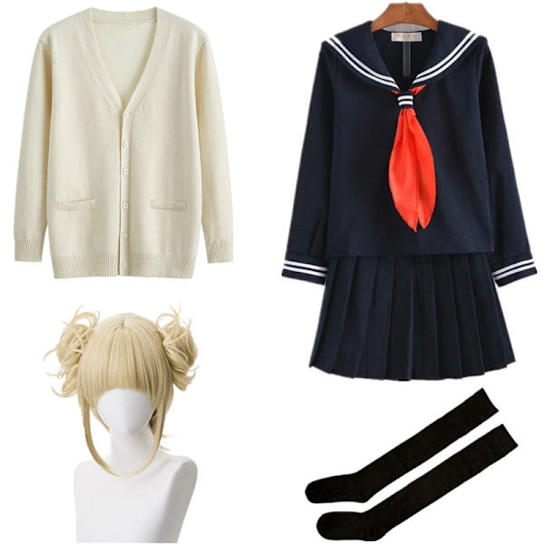 Anime My Hero Academia Boku No Hero Academia Cosplay-asu Himiko Toga JK-univormu Villapaita Takki Halloween-vaatteet A1 One size M