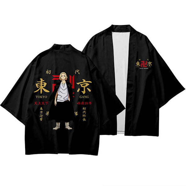 Anime Tokyo Avengers Cosplay T-paita Draken Manji Gang -viitta kesään Haori Kimono Tee Miesten lyhythihainen 01 S
