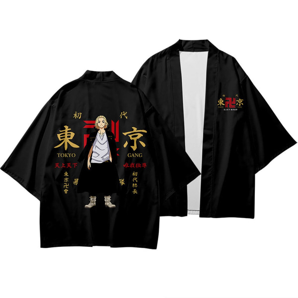 Anime Tokyo Avengers Cosplay T-shirt Cloak of Draken Manji Gang for Summer Haori Kimono Tee Herr Kortärmad 01 XL