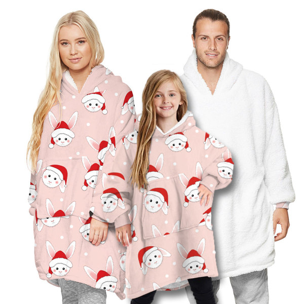 Joulu Pyjamat Yhteensopivat Perhe Pyjamat Talvi Peitto Yöpaita Pitkähihainen Kashmir Huppari Kaksisuuntainen Käyttö BWQG-TWQG039 Children's style-average size