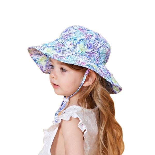 Forår og sommer Ny solhat til mænd og kvinder, baby åndbar hurtigtørrende strandhat, solbeskyttende justerbar bucket hat til børn Navy blue XS（46）