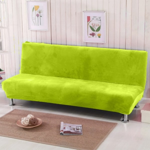 Universal Size Plysch Bäddsoffa Cover Armlös Fällbar sits Slipcover Stretch Covers Billig Soffa Protector Elastiskt cover Green S Size