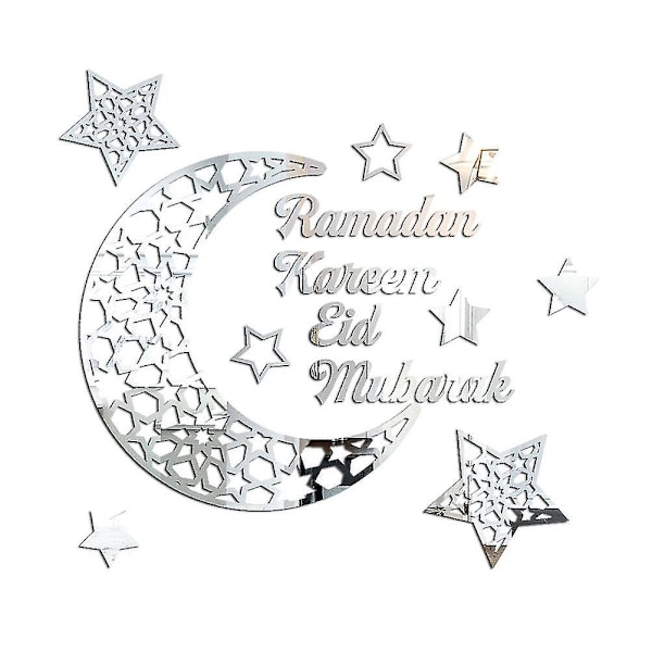Ramadanin puolikuu akryylipeili tarra 3D itseliimautuva seinätarra oviin, ikkunoihin ja kaappeihin