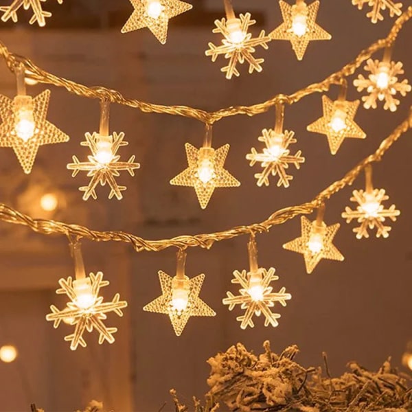 Juletre Snøfnugg LED Lyslenke Banner Juledekorasjon 2023 for Hjem Navidad Juletre Dekor Eventyrlys Anheng style 3 1.5M 10LED