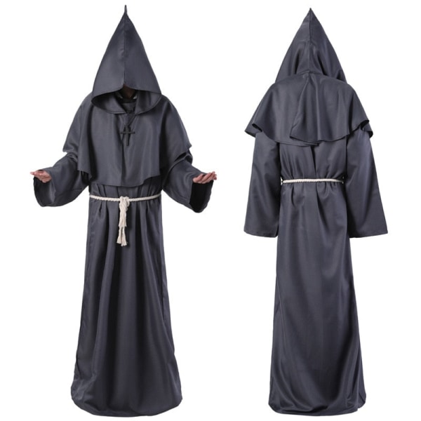 Keskiaikainen Halloween Kristillinen Munkki Pappi Kaapu Noita Velho Viitta Juhlat Kuolema Kummitus Vampyyri Paholainen Demoni Cosplay Puku Aikuisille Dark Brown XL
