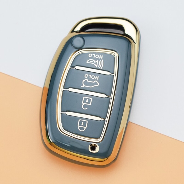 4-knappars mjuk TPU-skal Fob för Hyundai Ix35 Ix45 I10 I30 I40 Tucson Santa Fe Rena Sonata Elantra Creta Car Smart Key Case Cover grey key cover