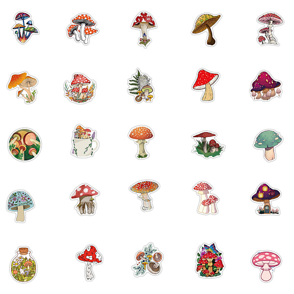 50 st Tecknade Svampväxt Graffiti Stickers Söta Rese Skateboard Resväska Gitarr Bagage Laptop Roliga Dekaler 50PCS Mushroom