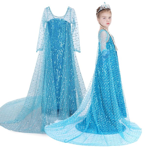 Pigekjole Snedronningen 2 Elsa Børnekostume Cosplay Børn Fødselsdagsfest Tøj Piger Prinsessekostume 5-6T elsa dress
