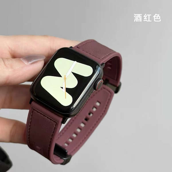 Klockarmband för Apple Watch iWatch S10-42mm vinröd
