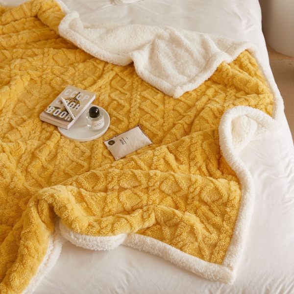 Gruppekjøp Tykk Tower Velvet Teppe Jacquard Teppe Dobbeltsidig Velvet Stort Lammeull Fritidsteppe Rose pink 100 * 150cm nap blanket