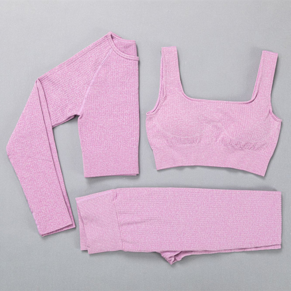 Yoga Set Träningskläder Yoga Leggings och BH för Kvinnor 3 pcs sets pink1 M