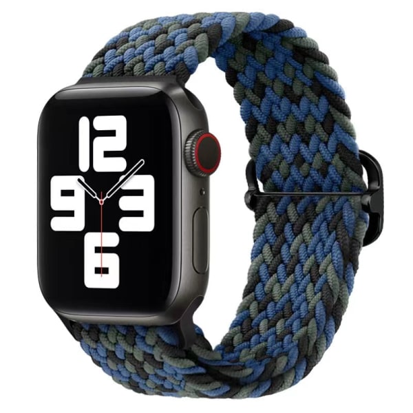 Flätad solo-öglerem För Apple Watch -band 44mm 40mm Series 7 6 54SE Justerbar elastisk nylon för iwatch 3 42mm 38mm Armband Blue For 42mm-44mm-45mm