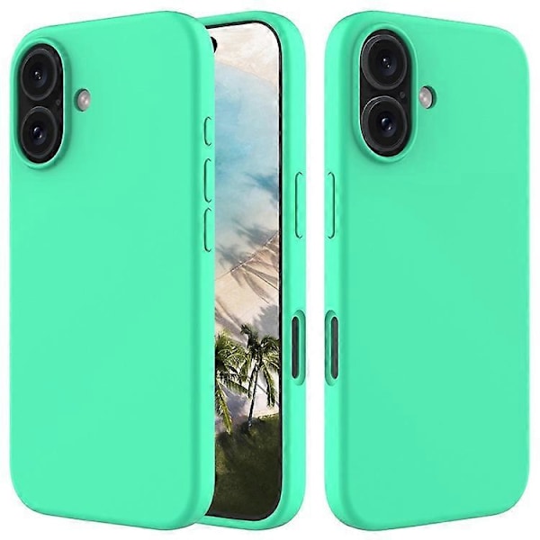 Kompatibelt Skal för iPhone 16, Flytande Silikon, Mjukt Foder, Stötsäkert Telefonskydd Green