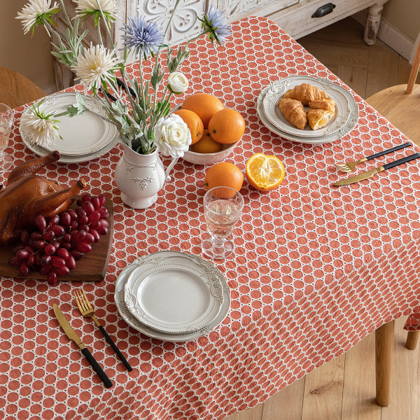 Europeisk stil spetsbroderad duk dammduk rektangulär bordsduk Soffbordsduk bordsmatta Orange 140 * 300cm