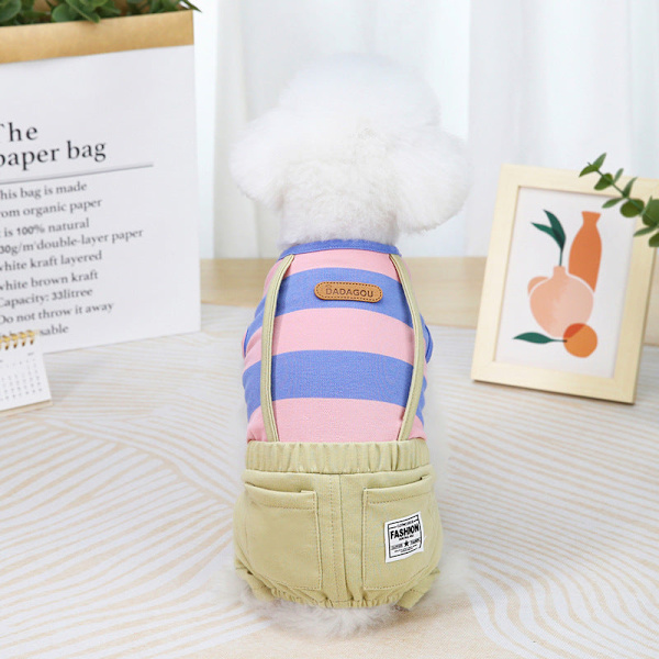 Randiga overaller för husdjur stripe-Yellow M