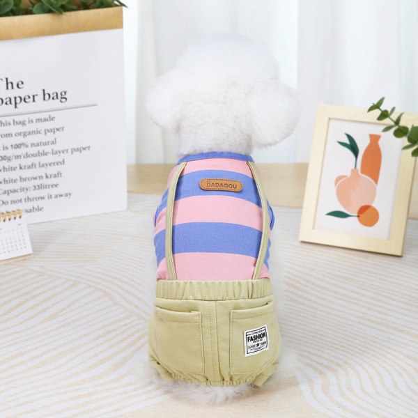 Stribede overalls kæledyrstøj stripe-Pink XL