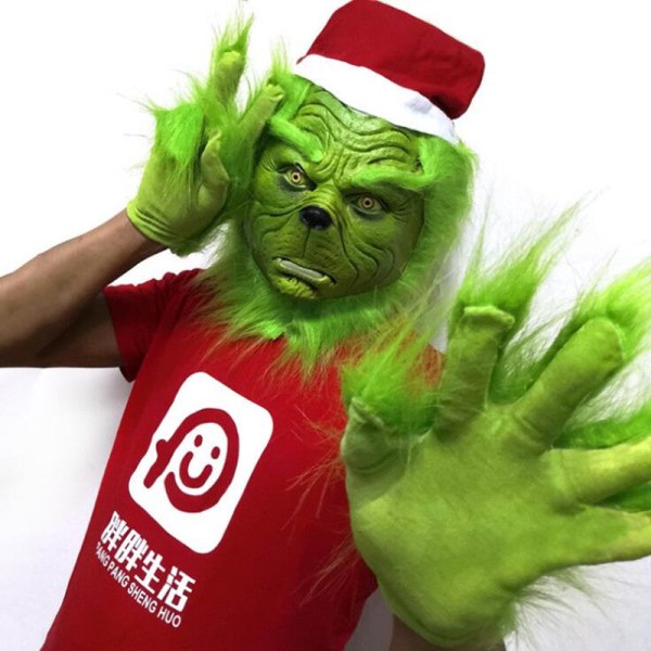 Santa Claus Cosplay Mask Jul Latex Masker Handskar Prop Halloween Party Default Title