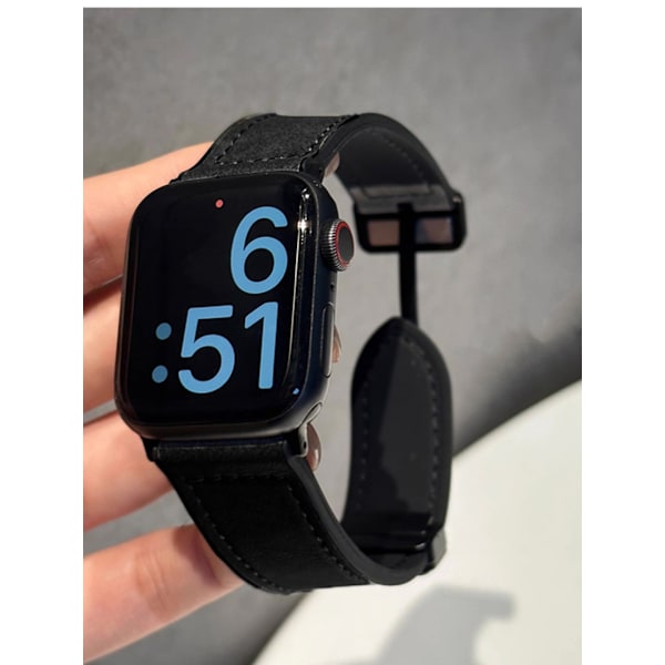 Klockarmband för Apple Watch iWatch 38/40/41/ 10:e generationen 42mm universal mikrofiberläder svart