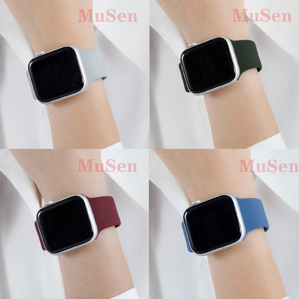 Silikonarmband för Apple Watch band 6 44mm 42mm 40mm 38mm Smart gummi klockarmband armband iWatch band för Series 6 SE 5 4 3 2 se Lilac 42MM or 44MM SM